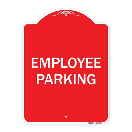 Signmission Designer Series Employee Parking, Red & White Heavy-Gauge Aluminum Sign, 24" x 18", RW-1824-9978 A-DES-RW-1824-9978